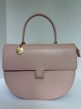 AlexMax Elegant Blush Pink Top-Handle Satchel with Gold Charm